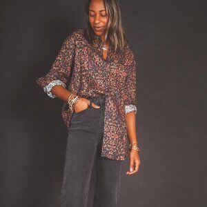 Solid & Striped The Oxford leopard-print linen shirt (L)